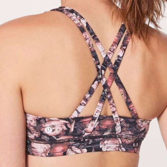 Peony multi Print Cottagecore Athleisure Lululemon Energy Bra Nulux - Picture 4 of 5